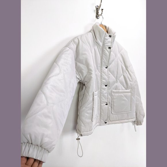 Violet Romance Size 4 Womens Quilted Short Jacket Coat in Stone - Picture 7 of 12